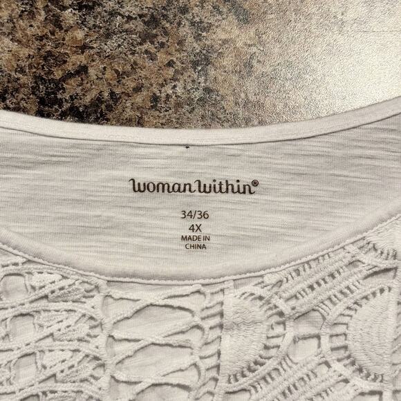 Woman Within Top Minimalist Casual Effortless Comfy Basic Neutral White 4X 34/36 - Picture 3 of 5